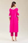 Shop_Prisho_Pink Embroidered Gota Round Floral Kurta Set _at_Aza_Fashions
