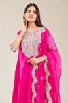 Prisho_Pink Embroidered Gota Round Floral Kurta Set _Online_at_Aza_Fashions