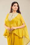 Buy_Prisho_Yellow Organza Embroidery Sweetheart , Round Floral Kaftan Set _Online_at_Aza_Fashions