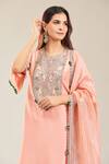 Buy_Prisho_Peach Cotton Embroidery Mandarin Collar Floral Paisley Kurta Set 