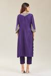 Shop_Prisho_Purple Cotton, Chiffon Embroidery Round Neck Floral Kurta Set _at_Aza_Fashions