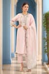 Buy Prisho Pink Cotton Embroidery Round Neck Floral Kurta Set at Aza Fashions Buy_Prisho_Pink Cotton Embroidery Round Neck Floral Kurta Set _at_Aza_Fashions