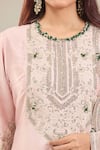 Shop Prisho Pink Cotton Embroidery Round Neck Floral Kurta Set Online at Aza Fashions Shop_Prisho_Pink Cotton Embroidery Round Neck Floral Kurta Set _Online_at_Aza_Fashions
