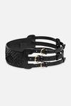 Buy_Econock Studio_Black Textured Leather Belt With Triple Buckle _Online_at_Aza_Fashions