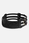 Shop_Econock Studio_Black Textured Leather Belt With Triple Buckle _Online_at_Aza_Fashions