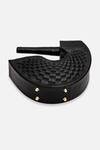 Buy_Econock Studio_Black Handcrafted Leather Semicircular Clutch _Online_at_Aza_Fashions