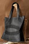 Shop_Econock Studio_Black Cut Work Handcrafted Leather Tote Bag _at_Aza_Fashions