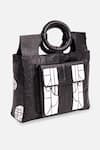 Shop_Econock Studio_Black Geometric Pattern Tote Bag _Online_at_Aza_Fashions