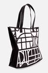 Econock Studio_Black Geometric Design Leather Tote Bag _Online_at_Aza_Fashions