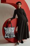 Buy_Econock Studio_Black Geometric Design Leather Tote Bag _Online_at_Aza_Fashions