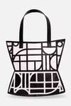 Buy_Econock Studio_Black Geometric Design Leather Tote Bag 