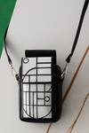 Shop Econock Studio Black Geometric Design Leather Phone Bag at Aza Fashions Shop_Econock Studio_Black Geometric Design Leather Phone Bag _at_Aza_Fashions