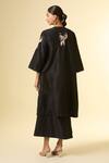 Shop_Paulmi And Harsh_Black Cotton Sequins, Zari Round , Scoop Bird Embroidered Jacket Set_at_Aza_Fashions
