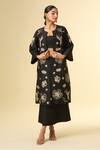Buy_Paulmi And Harsh_Black Cotton Sequins, Zari Round , Scoop Bird Embroidered Jacket Set_Online_at_Aza_Fashions