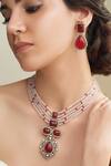 Buy_Joules by Radhika_Gold Plated Stones, Beads And Red Necklace Set_at_Aza_Fashions