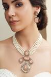 Buy_Joules by Radhika_Gold Plated Pearls, Stones And Pink Necklace Set_at_Aza_Fashions
