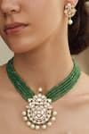 Buy_Joules By Radhika_Green Pearls Polki Stone Necklace Set _at_Aza_Fashions