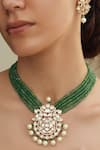 Shop_Joules By Radhika_Green Pearls Polki Stone Necklace Set _at_Aza_Fashions