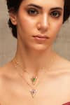 Buy_Joules By Radhika_Gold Plated Stones Triangle Layered Pendant Necklace _at_Aza_Fashions