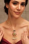Buy_Joules by Radhika_Multi Color Floral Shaped Pendant Necklace _at_Aza_Fashions
