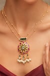 Shop_Joules by Radhika_Multi Color Floral Shaped Pendant Necklace _at_Aza_Fashions