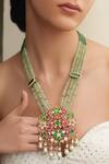 Buy_Joules By Radhika_Multi Color Stones, Beads Floral Cutwork Pendant Necklace _at_Aza_Fashions