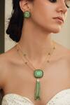 Buy_Joules By Radhika_Green Stones, Beads Pendant Necklace Set_at_Aza_Fashions