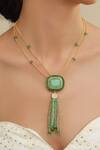 Shop_Joules By Radhika_Green Stones, Beads Pendant Necklace Set_at_Aza_Fashions