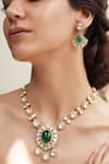 Buy_Joules By Radhika_Gold Plated Stones And Green Floral Necklace Set _at_Aza_Fashions