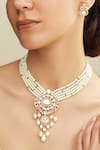 Shop_Joules By Radhika_Gold Plated Pearls, Stones Embellished Necklace Set _at_Aza_Fashions