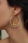 Buy_Joules By Radhika_Gold Plated Studs Duality Embellished Hoop Earrings _at_Aza_Fashions