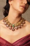 Buy_Joules By Radhika_Gold Plated Stone Embellished Peacock Choker _at_Aza_Fashions