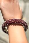 Buy_Anuka Jewels_Red Gota Patti Garnet Embellished 925 Sterling Silver Bangle _at_Aza_Fashions
