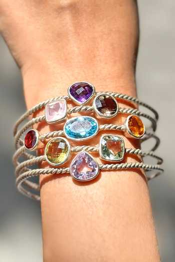 Buy_Anuka Jewels_Multi Color Stones Embellished Cuff _at_Aza_Fashions