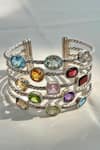 Anuka Jewels_Multi Color Stones Multicolor Embellished Cuff Bracelet _Online_at_Aza_Fashions