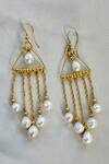 Shop_Anuka Jewels_Gold Plated Pearls Embellished Danglers _at_Aza_Fashions