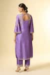 Shop_Samyukta Singhania_Purple Silk, Chiffon Beads, Embroidery Round Neck Zardozi Lavender Kurta Set _at_Aza_Fashions