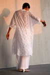 Shop_Ituvana_White Cotton Cut Work Collared Embroidered Kurta And Pant Set _at_Aza_Fashions