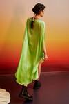 Shop_Ituvana_Green Silk Stones Round Neck Lime Embroidered Midi Dress _at_Aza_Fashions