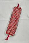 Shop_Anuka Jewels_Red Stones Coral Jaal Embellished Silver Bracelet_at_Aza_Fashions