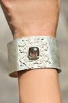 Buy_Anuka Jewels_Silver Plated Crystals, Stones Smokey Quartz Carved Cuff Bracelet _at_Aza_Fashions