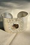 Anuka Jewels_Silver Plated Crystals, Stones Smokey Quartz Carved Cuff Bracelet _Online_at_Aza_Fashions