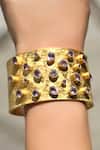 Buy_Anuka Jewels_Gold Plated Stones Textured Amethyst Cuff Bracelet _at_Aza_Fashions