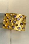 Shop_Anuka Jewels_Gold Plated Stones Textured Amethyst Cuff Bracelet _at_Aza_Fashions