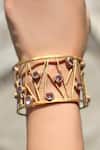 Buy_Anuka Jewels_Gold Plated Stones Amethyst Jaal Cuff Bracelet _at_Aza_Fashions