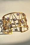 Shop_Anuka Jewels_Gold Plated Stones Amethyst Jaal Cuff Bracelet _at_Aza_Fashions