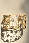 Shop_Anuka Jewels_Gold Plated Stones Topaz Jaal Cuff Bracelet _at_Aza_Fashions