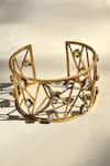 Anuka Jewels_Gold Plated Stones Topaz Jaal Cuff Bracelet _Online_at_Aza_Fashions