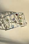Shop_Anuka Jewels_Silver Plated Stones Colorstone Jaal Cuff Bracelet _at_Aza_Fashions