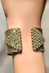 Buy_Anuka Jewels_Gold Plated Stones Textured Cuff Bracelet With Peridot _at_Aza_Fashions